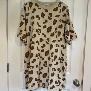 Easel Cream and Brown Leopard Print Mini Dress